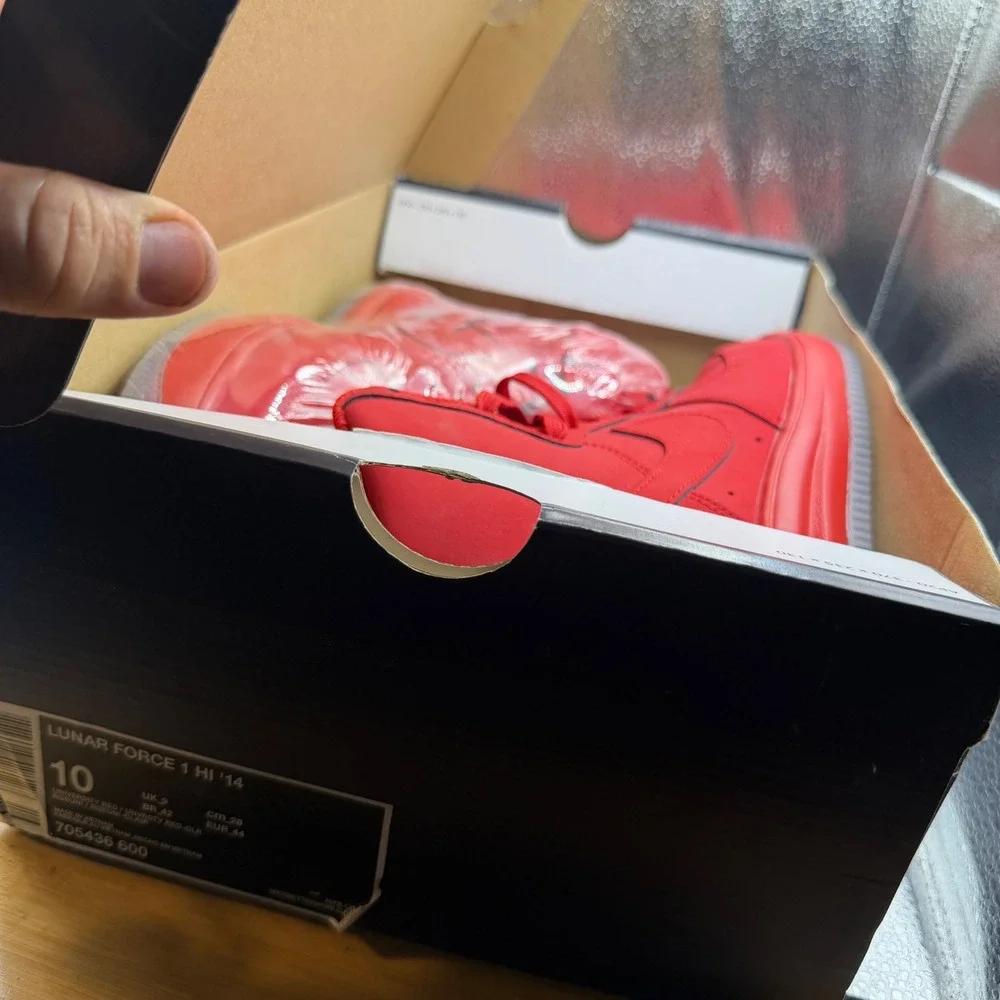 Size 10 Nike Lunar Force 1 High Mens Red Like New 705436-600 Sneaker